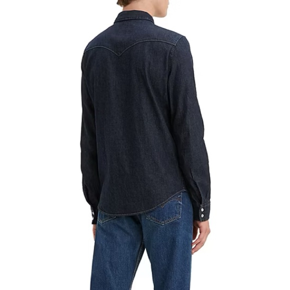 Levi's® Mens Long Sleeve Western Shirt, Black Denim Rinse, Size SMALL - Picture 3 of 13